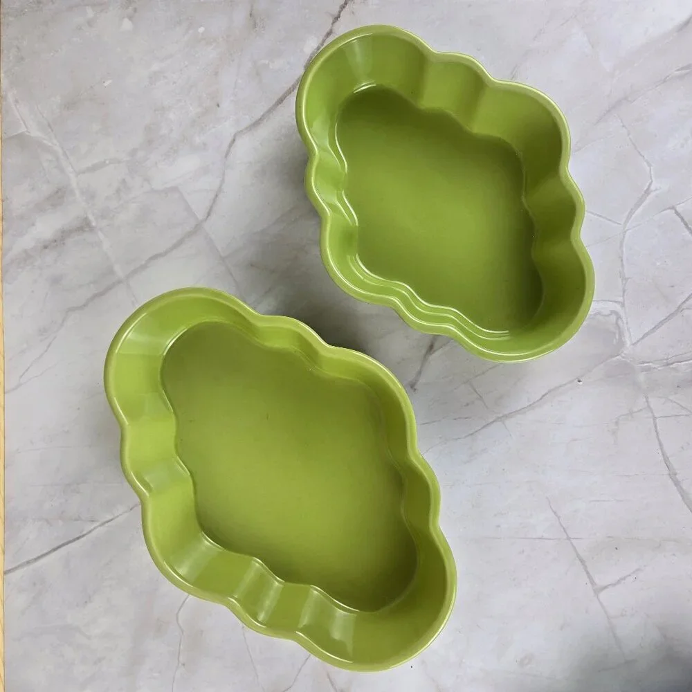 Set of 2 Chantal Talavera Collection Green Casserole Dishes 1Qt and 1.5 Qt